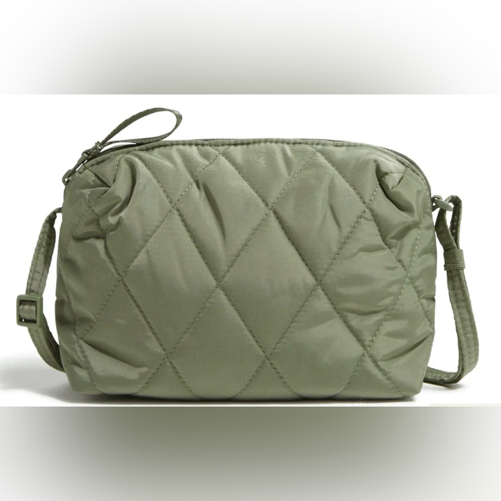 Vera Bradley Quilted Olive Green Camera Bag Crossbody DEEP LICHEN GREEN PATTERN